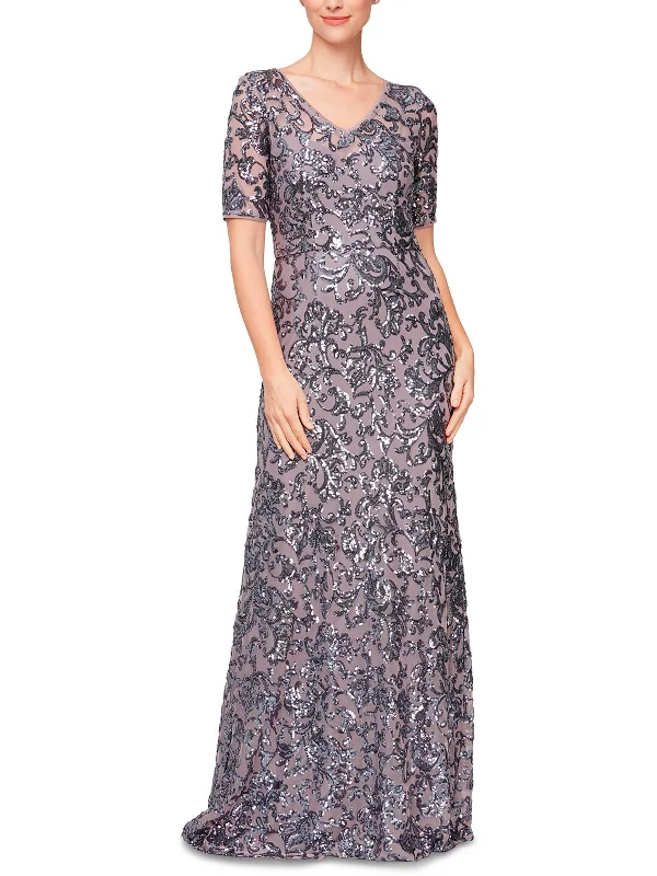 Midi Dresses for Versatile Wear -Womens Sequined Long Evening Dress