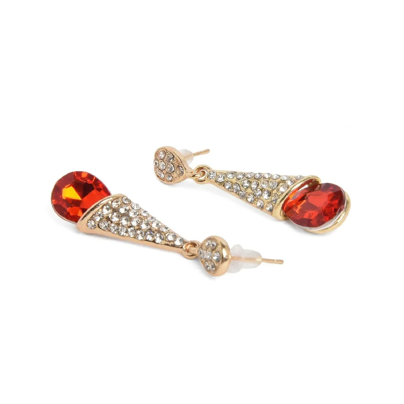 Drop Earrings with Debossed Designs -Designer Party Plated Earrings