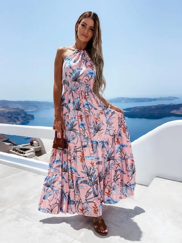 Contemporary Dresses for Fashion -Fashion Sexy Floral Halter Dress