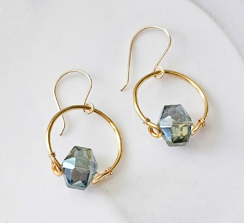 Retro Drop Earrings for Nostalgia -Vera Lumine Crystal Earrings