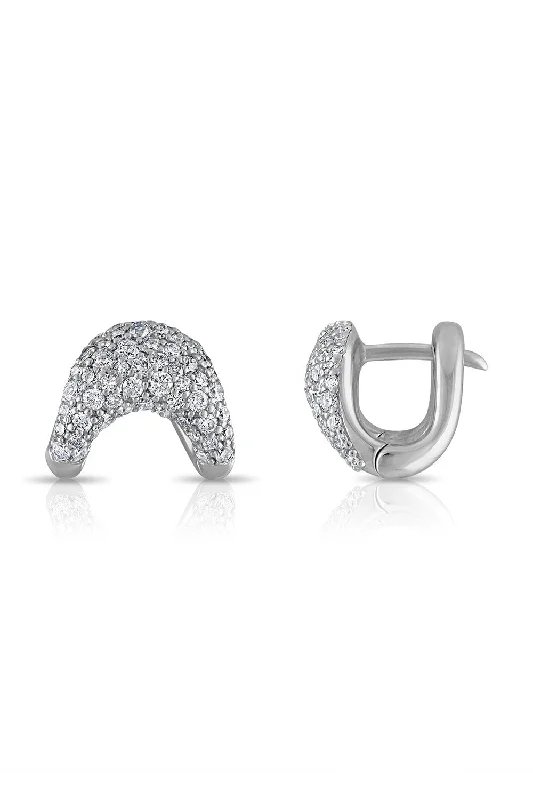 Drop Earrings for Formal Attire -ZAHA Diamond Huggie Earrings