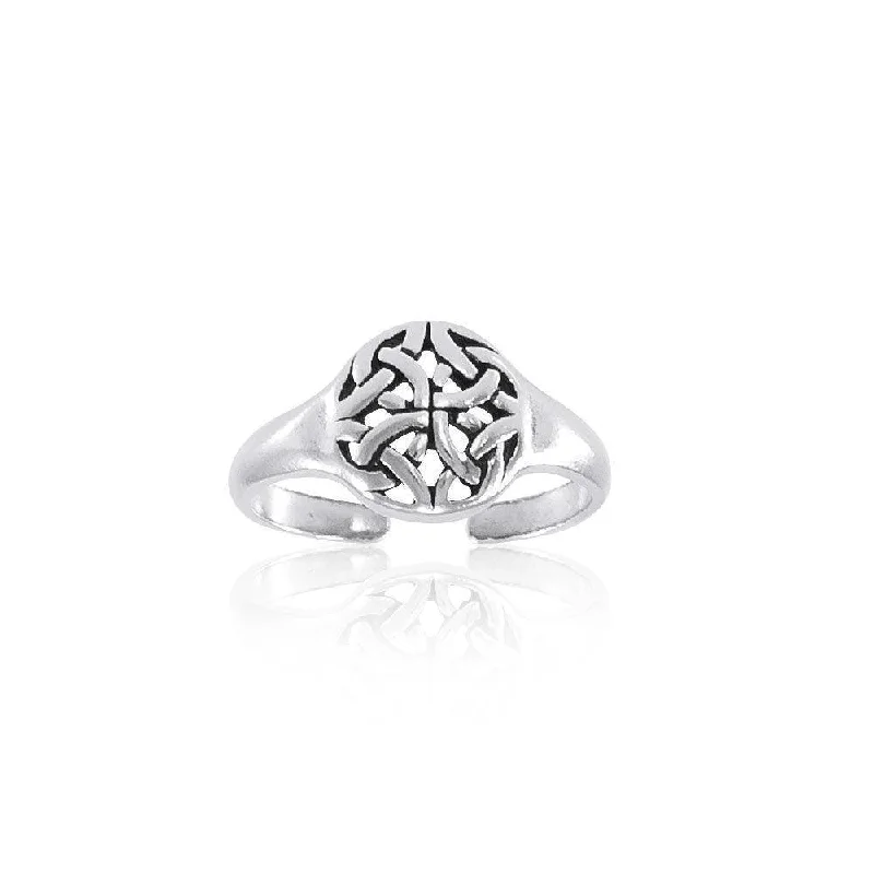 Rings with rough moonstone for natural beauty -Celtic Knotwork Silver Toe Ring TR1466