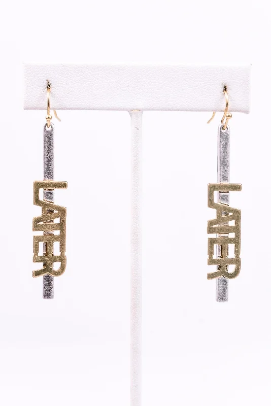 Drop Earrings for Office Wear -'Later' Silver/Gold Drop Earrings - EAR2524SI