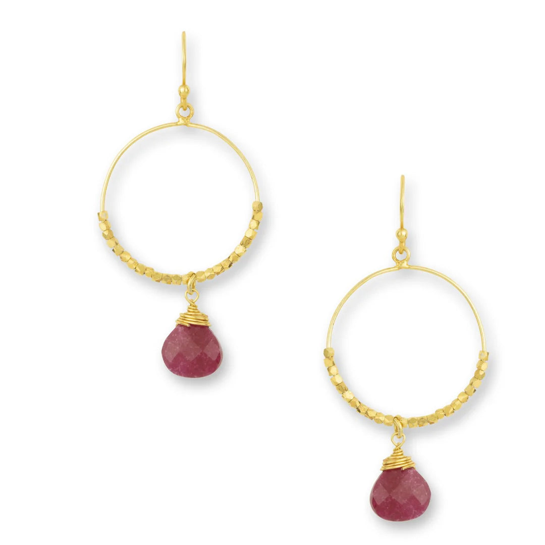 Adjustable Drop Earrings for Custom Fit -Ashiana Marie Gold Hoop Earrings Berry