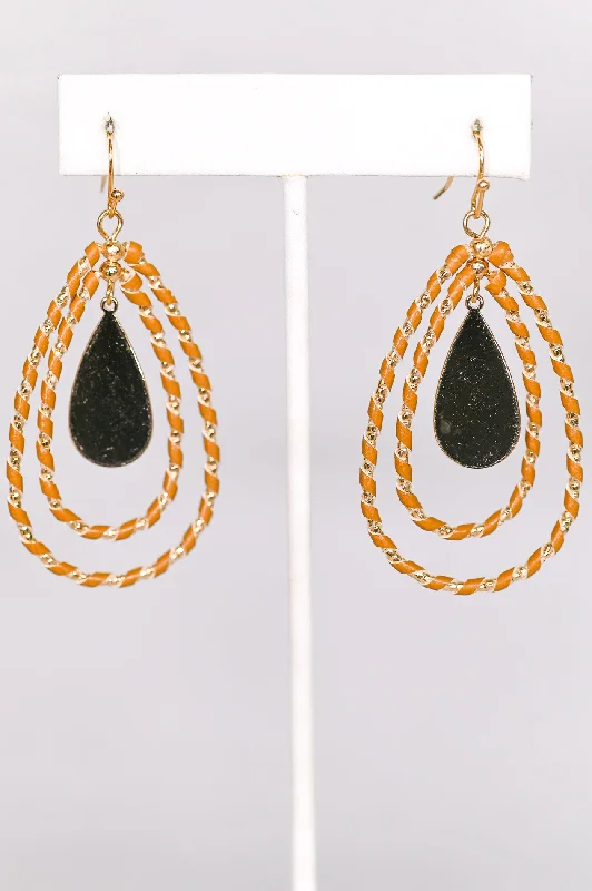 Drop Earrings for Office Wear -Brown Cut Out Teardrop Earrings - EAR3924BR