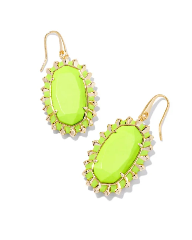 Star Shaped Drop Earrings for Charm -Women's Dani Burst Frame Drop Earrings In Chartreuse Magnesite