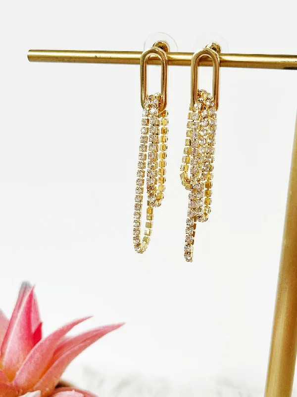 Drop Earrings with Etched Designs -Everly Chain Link Earrings