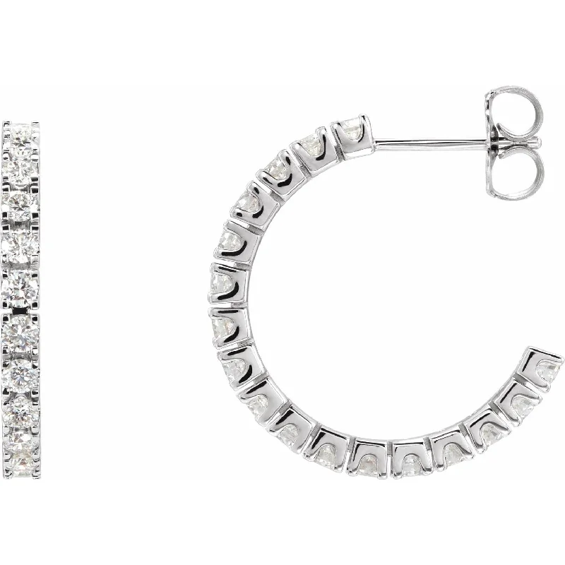 Push Back Drop Earrings for Convenience -14K Gold 1ct Lab-Grown Diamond Hoop Earrings Clarity SI, Color G-H