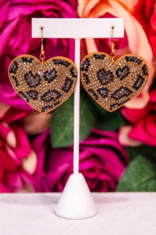 Drop Earrings with Infinity Symbols -Brown/Black Printed Heart Cushion Drop Earrings - EAR4207BR