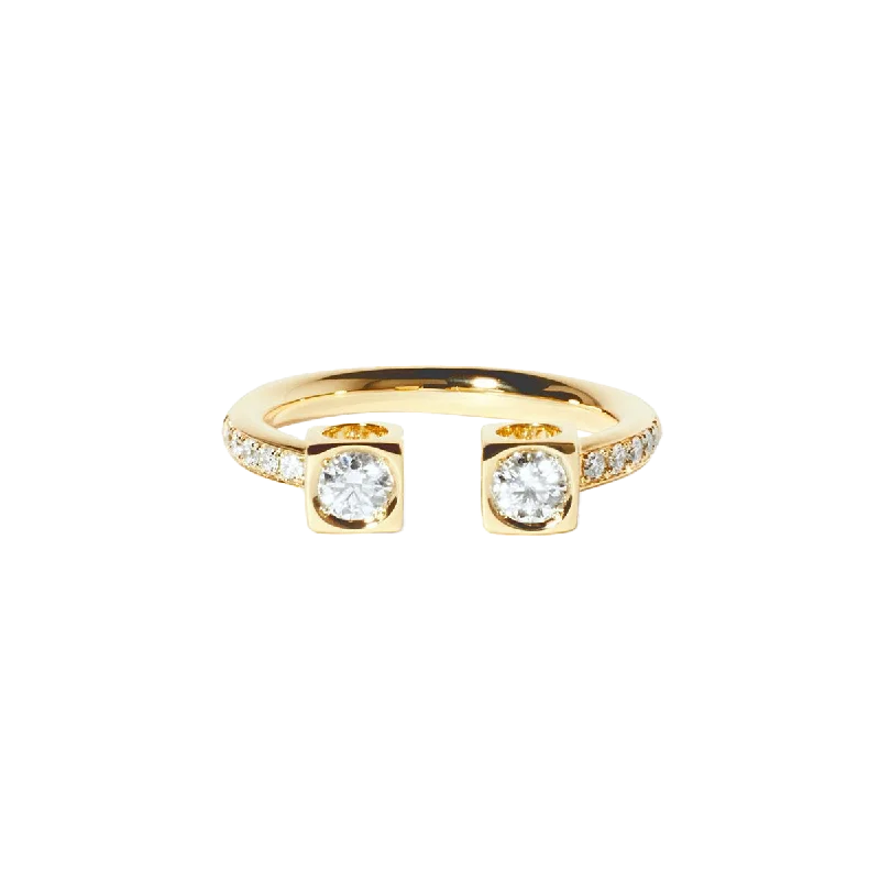 Minimalist rings with tiny diamond dot accents -Dinh Van Le Cube Diamant Large Ring