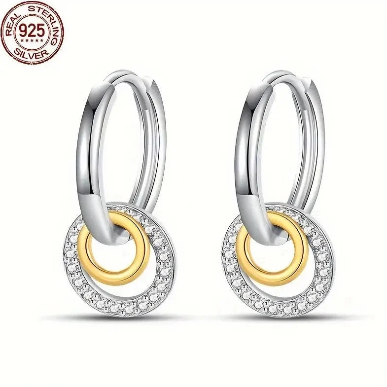 Short Drop Earrings for Subtle -Sterling Silver High Quality Women Multi Circle Hoop Earrings