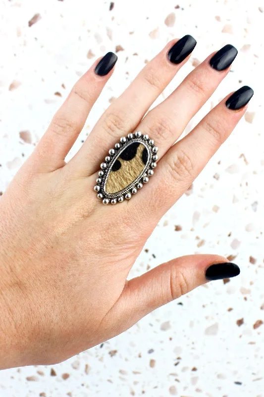 Rings with oxidized bands for vintage edge -SALE! Macon Leopard Silvertone Ring