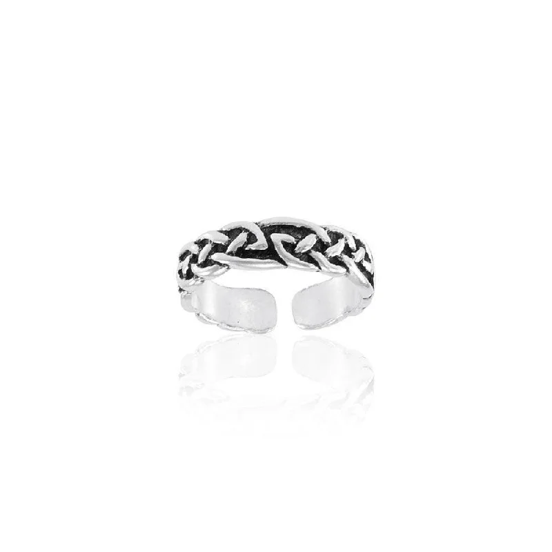 Rings with bezel-set peridot for safety -Celtic Knotwork Sterling Silver Toe Ring TR604