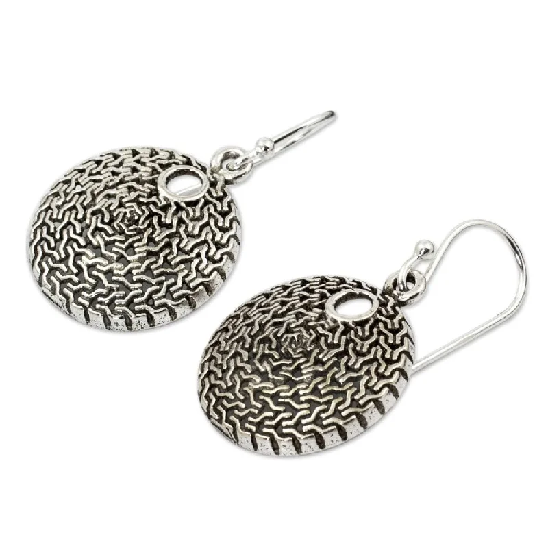 Drop Earrings with Filigree Work -Sterling Silver Energized Earrings (Thailand)