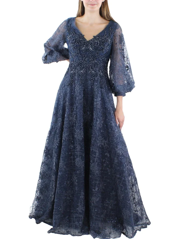 Party Dresses for Celebration -Womens Lace Embellished Evening Dress