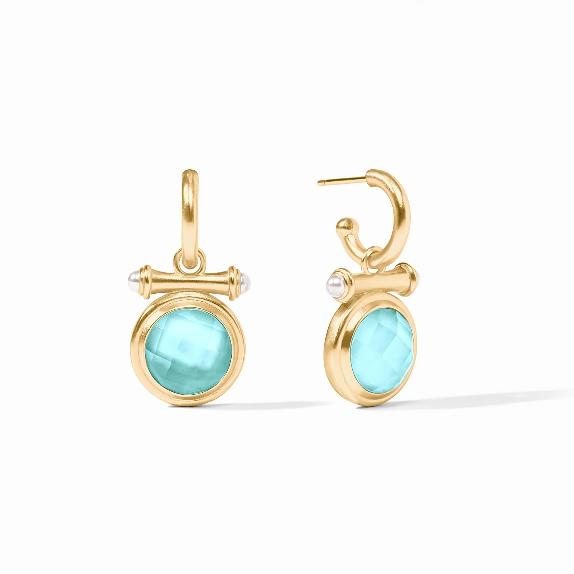 Rings with rough opal for organic shine -Bamboo Hoop & Charm Earring in Bahamian Blue