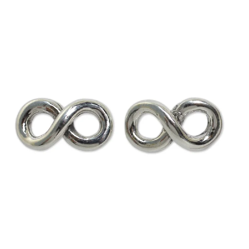 Drop Earrings with Hammered Finish -Handmade Sterling Silver 'Infinite Style' Earrings (Thailand)