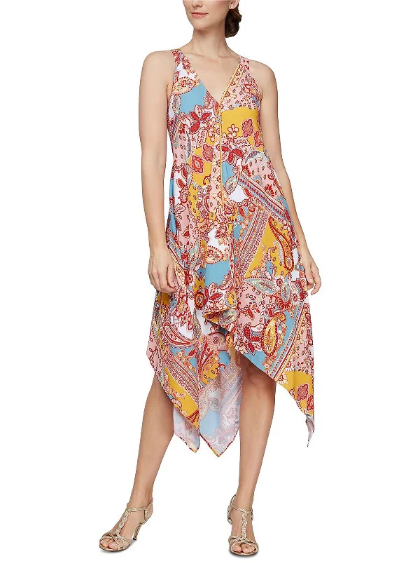 Capri Dresses for Playful -Womens Handkerchief Hem Printed Maxi Dress