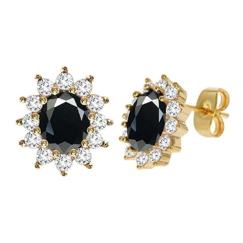 Rings with peacock ore for iridescent glow -Diamond Look Cubic Zirconia Black Round Earring