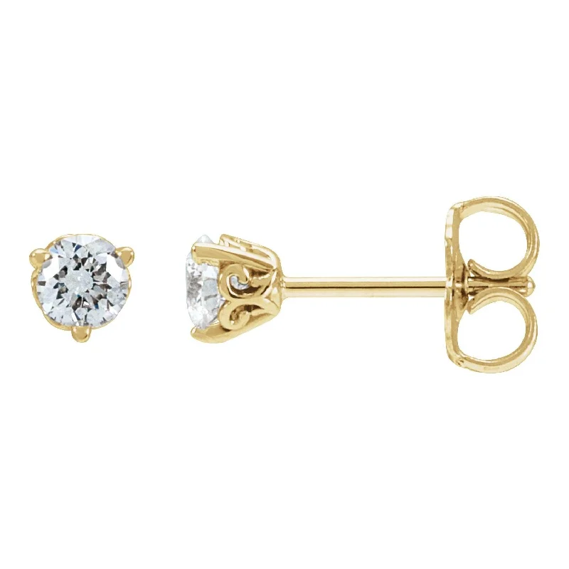 Drop Earrings with Polished Shine -14K Gold 1/3 CT Lab-Grown Diamond Scroll Earrings Clarity SI, Color G-H