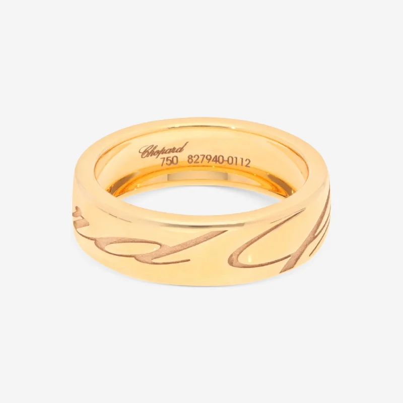 Rings with raw topaz for icy charm -Chopard Chopardissimo 18K Yellow Gold Band Ring 827940-0112