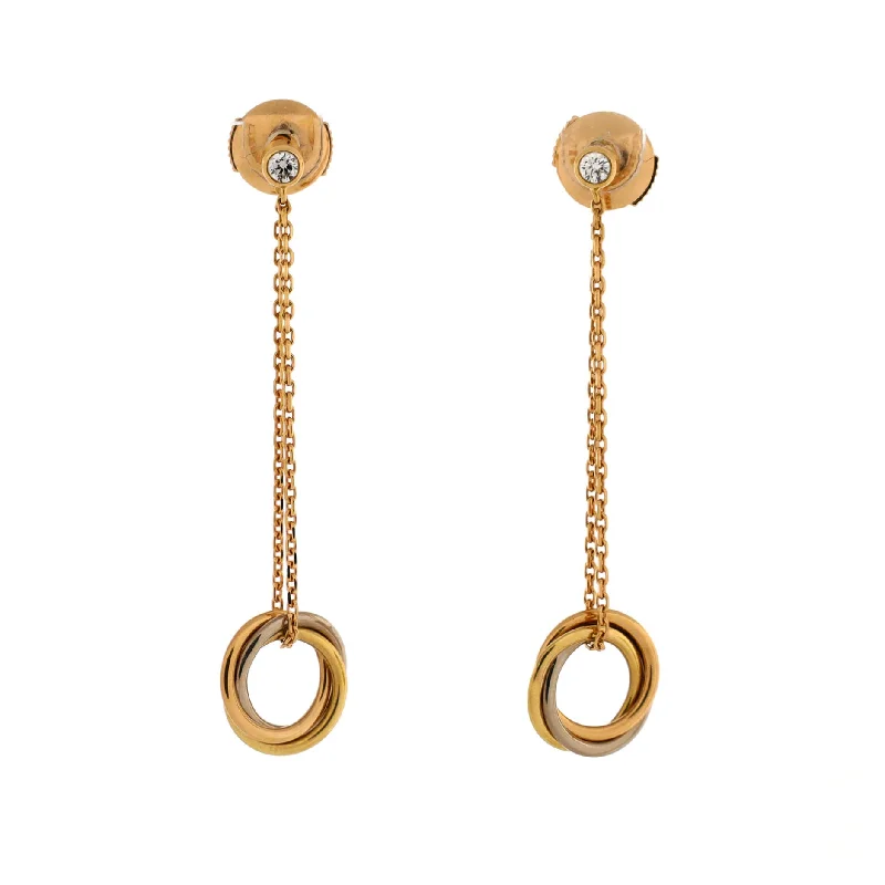 Drop Earrings with Animal Motifs -Trinity Diamond Drop Earrings 18K Tricolor Gold