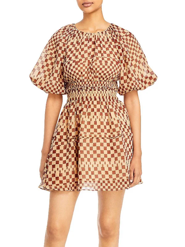 Linen Dresses for Breathable -Womens Checkered Fit & Flare Dress