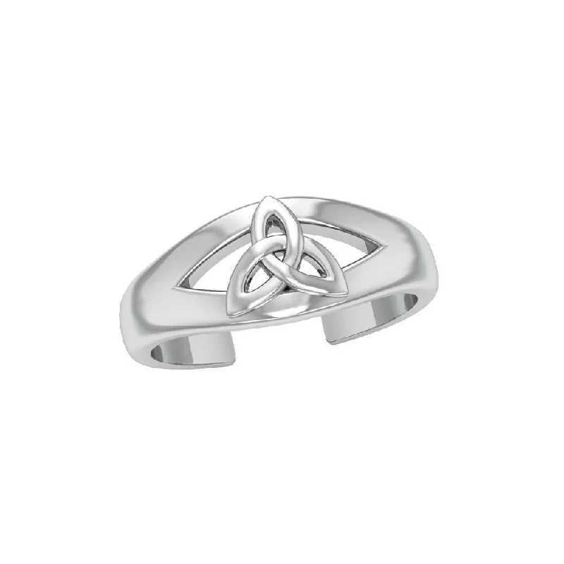 Rings with peacock ore for iridescent glow -Celtic Triquetra Knot Sterling Silver Toe Ring TR3719