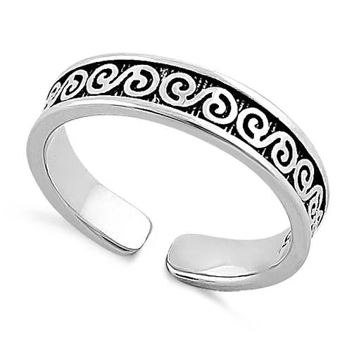 Rings with pave ruby for dazzling sparkle -Sterling Silver Celtic S Adjustable Toe Ring