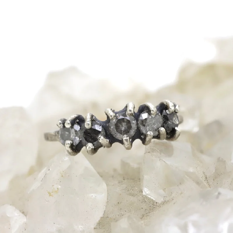 Rings with coral stones for vibrant pop -NEW! Five Stone Diamond Ring in Sterling Silver by Sasha Walsh