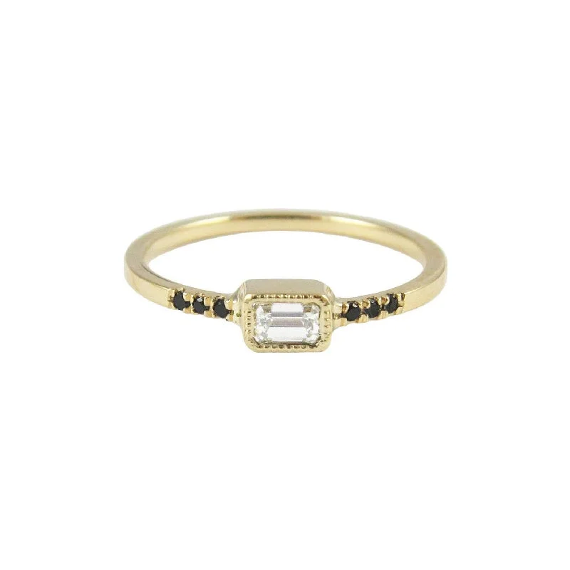 Rings with double bands for modern twist -Equilibrium Emerald Cut Diamond Ring