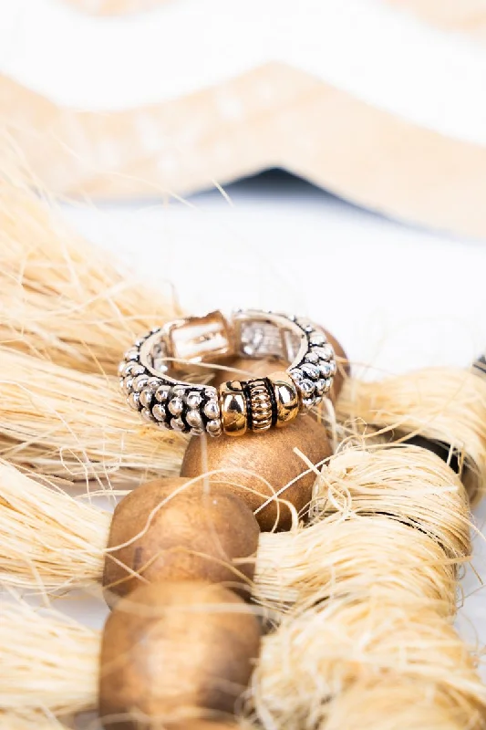 Dainty rings with subtle engraved star motifs -SALE! Meet Your Eyes Two-Tone Ring