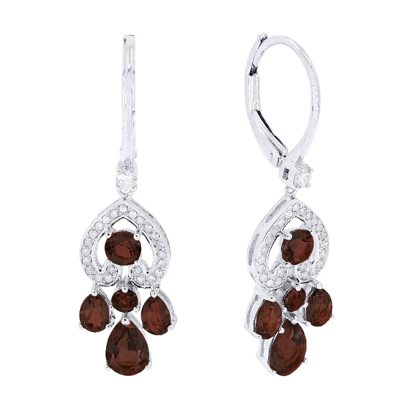 Drop Earrings for Graduation Day -6.5 16.9 Mm 2.45Ct Garnet Drop/dangle Earrings In 14K White Gold