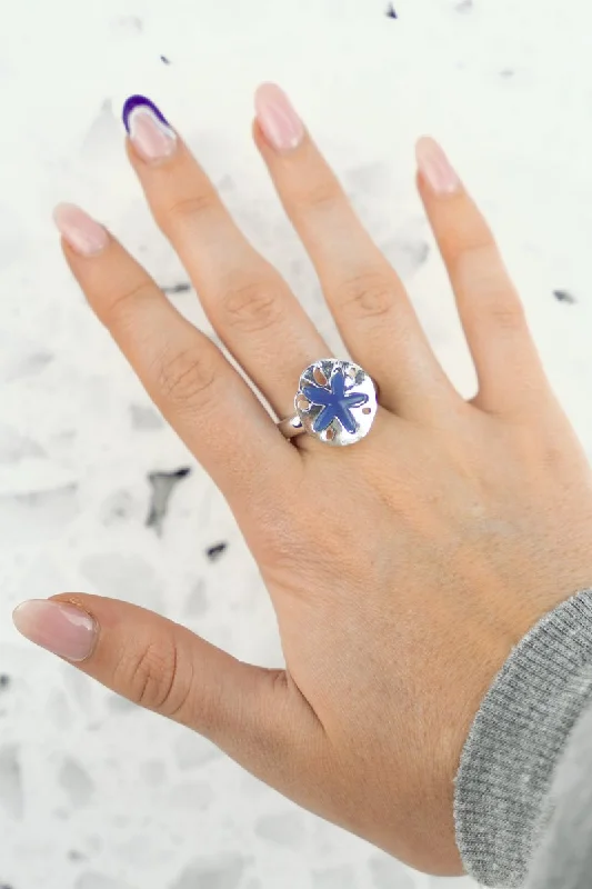 Rings with raw citrine for sunny charm -SALE! Blue Sea Glass Sand Dollar Ring