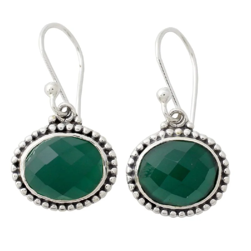 Short Drop Earrings for Subtle -NOVICA Handmade Sterling Silver Green Transformation Onyx Earrings (Nepal) - Green/Turquoise - 1.2*0.6