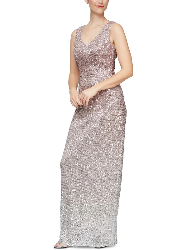 Long-sleeved Dresses for Coverage -Womens Sequined Polyester Evening Dress