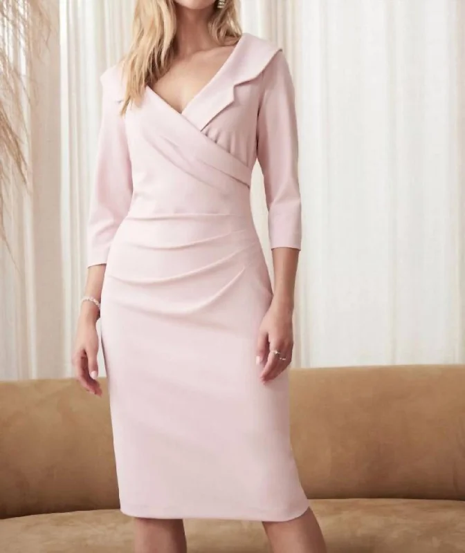 Fashionable Dresses for Style -Blazer Style Ruched Dress In Blush Pink