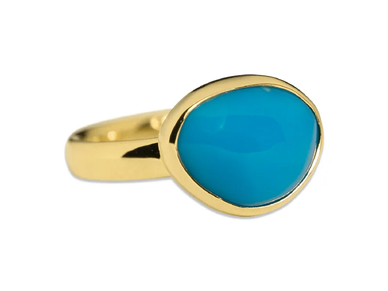 Rings with smoky quartz for muted elegance -Bezel Set Turquoise Ring in 18K Yellow Gold