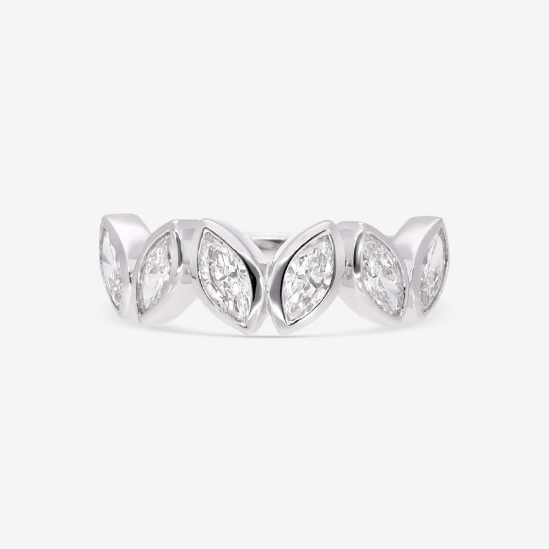 Rings with shield-shaped stones for boldness -Ina Mar 18K White Gold Marquise Cut Diamond 0.95ct.twd. Ring Sz. 6 ALR-19902