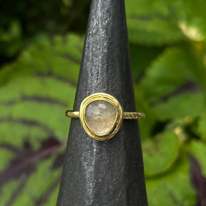 Handcrafted rings with raw emerald rough stones -NEW! Organic Labradorite Candy Ring in 18K Gold Vermeil by Sarah Richardson