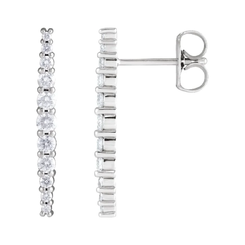 Long Drop Earrings for Dramatic -14K White Gold 1/2ct Lab-Grown Diamond Earrings Clarity SI, Color G-H