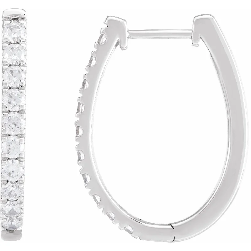 Drop Earrings for Formal Attire -14K White Gold 9/10ct Lab-Grown Diamond Hoop Earrings Clarity SI, Color G-H