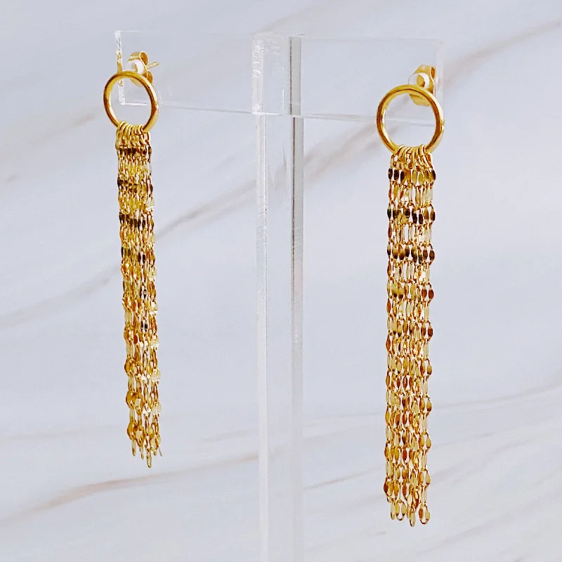 Long Drop Earrings for Dramatic -Chain Drape Dangle Earrings