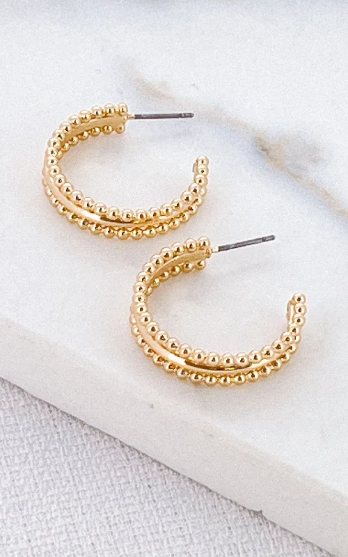 Drop Earrings with Crown Designs -Envy Gold Beaded Earrings