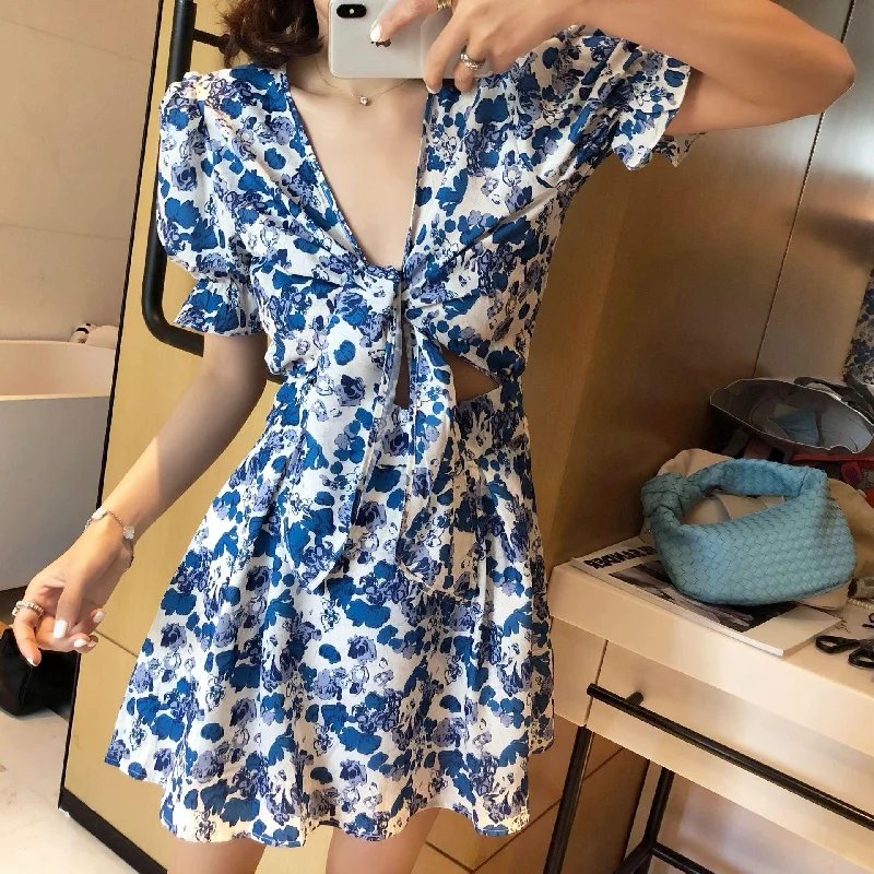 Fashionable Dresses for Style -Floral puff sleeve dress