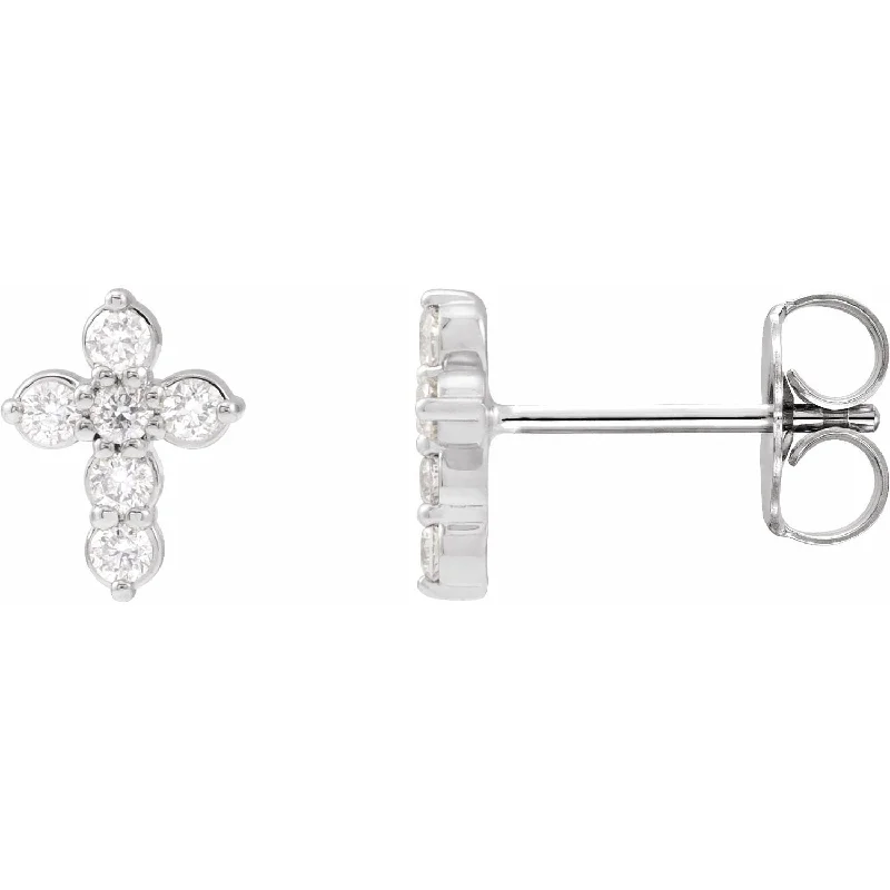 Drop Earrings for Beach Outfit -14K White Gold 1/6ct Lab-Grown Diamond Cross Earrings Clarity SI, Color G-H