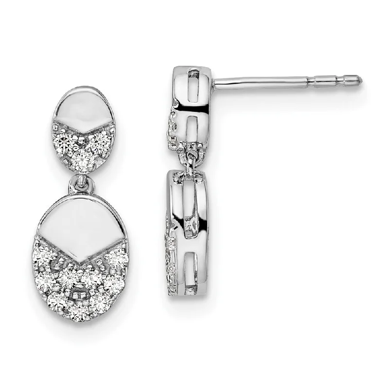 Silver Drop Earrings for Men -14K White Gold 1/4 ct Lab Grown Diamond Dangle Earrings VS Clarity, G-H Color