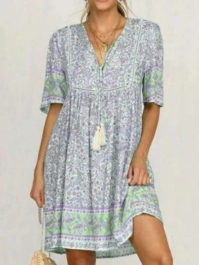 Maxi Dresses for Elegant Style -Hollow short sleeve dress sexy V-neck