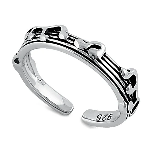 Stackable rings with mixed metal finishes -Sterling Silver Musical Note Toe Ring