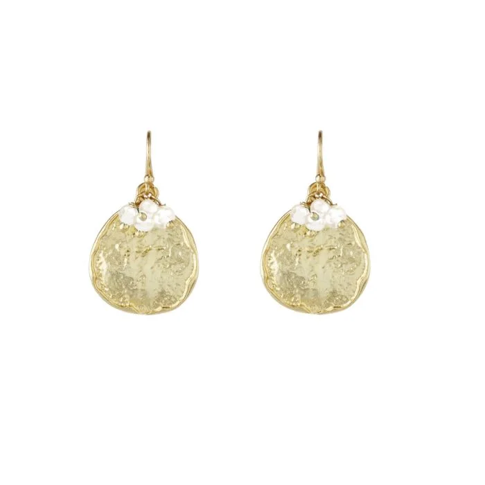 Drop Earrings with Embossed Patterns -Ashiana Solange Earrings Pearl